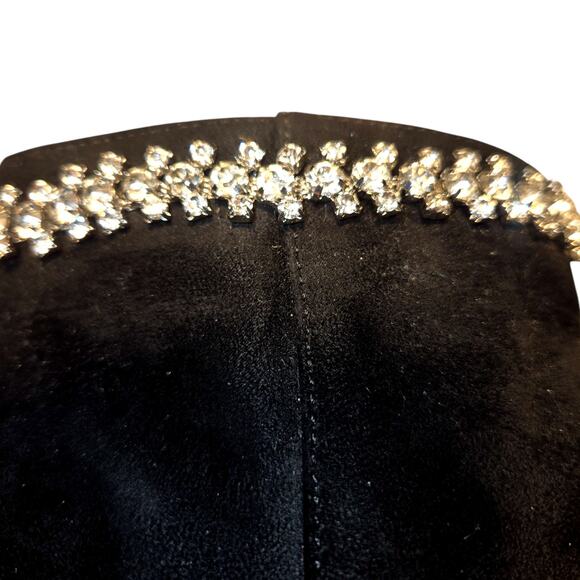 Express 7 Black  Jeweled Women's Velvet 4 Inch  High Heel Ankle Boot   Shoes - Picture 3 of 8